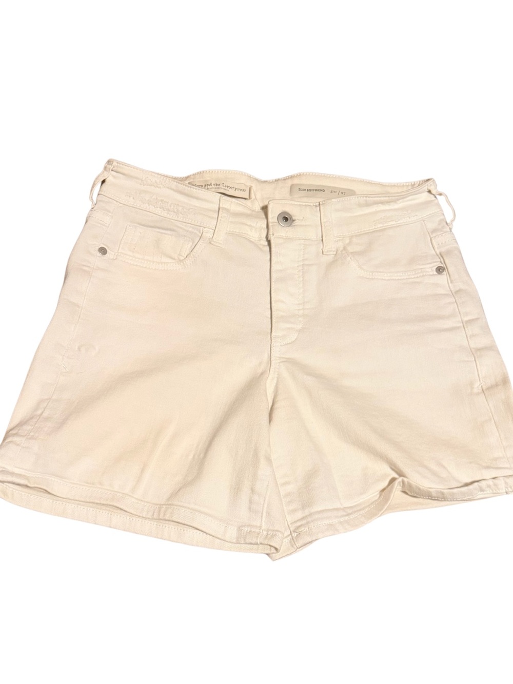 Pilcro and the Letterpress Anthropologie Slim Boyfriend White Denim Shorts